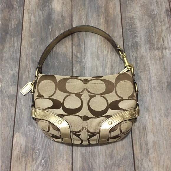 Coach Handbags - ❤️ Tan & Gold Coach Mini shoulder Purse